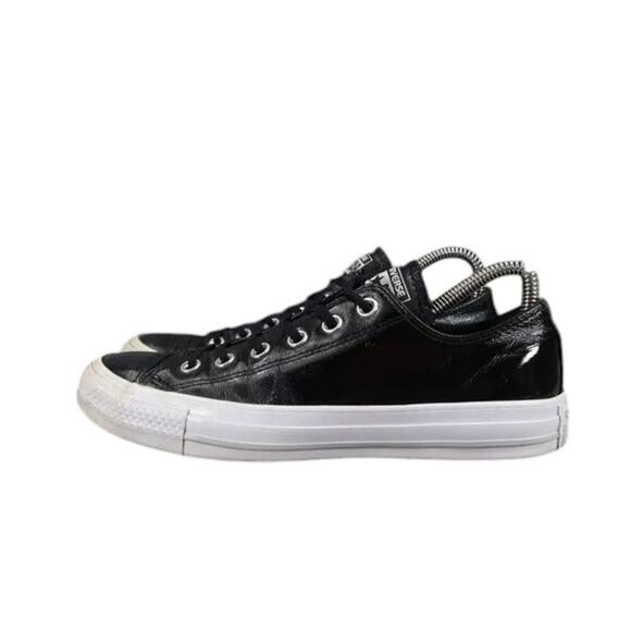 Converse Shoes Womens 7 Sneakers Chuck Taylor Patent Leather All Star Black Low - Picture 3 of 13
